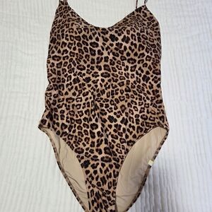 summersalt Leopard Print One-Piece Swimsuit in Brown and Black